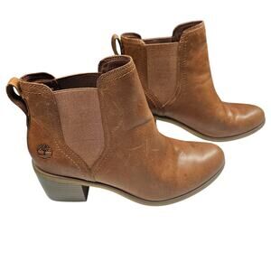 Timberland Brynlee Park Chelsea Boot Brown Leather Ankle Bootie Women's Size 8.5